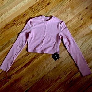 Shein small mauve long sleeve crop Back to basics Pap 22 Raccoita Carta NWT
